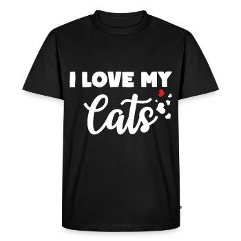 J’AIME MES CHATS Propriétaire de chat Amour - T-shirt Premium bio Homme - noir - Devant - Nico (187cm)