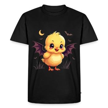 Bat Chick Scree peep! Chicken Halloween - Men's Premium Organic T-Shirt - black - Front - Nico (187cm)