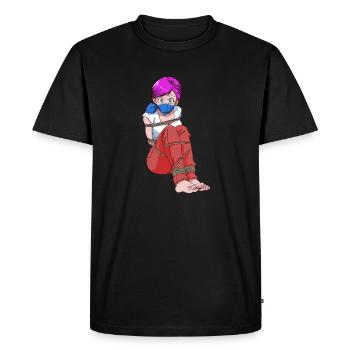 Anime manga woman tied up with purple hair - Men's Premium Organic T-Shirt - black - Front - Nico (187cm)