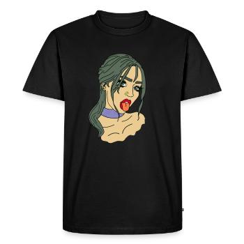 Bad girl black hair tongue - Men's Premium Organic T-Shirt - black - Front - Nico (187cm)