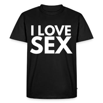 J'aime le sexe - T-shirt Premium bio Homme - noir - Devant - Nico (187cm)