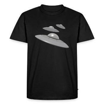 3 Ufo with aliens - Men's Premium Organic T-Shirt - black - Front - Nico (187cm)
