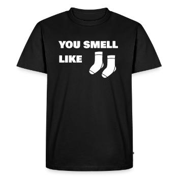 You Smell Like Socks - Men's Premium Organic T-Shirt - black - Front - Nico (187cm)