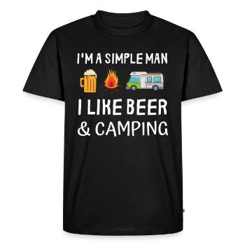 Simple man beer campfire camping camper - Men's Premium Organic T-Shirt - black - Front - Nico (187cm)