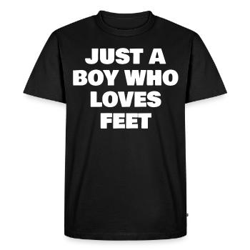 juste un garçon qui aime les pieds - T-shirt Premium bio Homme - noir - Devant - Nico (187cm)