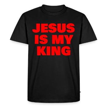 Jésus est mon ROI - T-shirt Premium bio Homme - noir - Devant - Nico (187cm)
