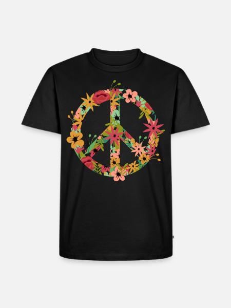 Peace Symbol Hippie - Männer Premium Bio T-Shirt - Schwarz