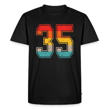 Maillot rétro 35 ans numéro 35 T-shirt numéro 35 - T-shirt Premium bio Homme - noir - Devant - Nico (187cm)