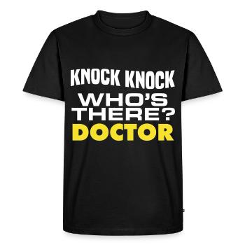 Dr Klopf, qui est là ? Docteur A - T-shirt Premium bio Homme - noir - Devant - Nico (187cm)