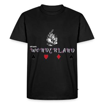 Motif sucré avec lapin et cartes à jouer - T-shirt Premium bio Homme - noir - Devant - Nico (187cm)
