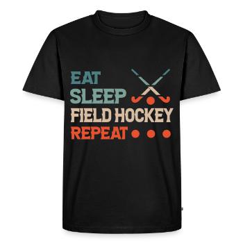 Manger dormir Hockey sur gazon Répéter - T-shirt Premium bio Homme - noir - Devant - Nico (187cm)