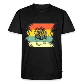 French fries retro vintage Pomme de terre french fries - Men's Premium Organic T-Shirt - black - Front - Nico (187cm)