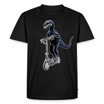 Scooter électrique E-Roller Dino Raptor Idée cadeau - T-shirt Premium bio Homme - noir - Devant - Nico (187cm)