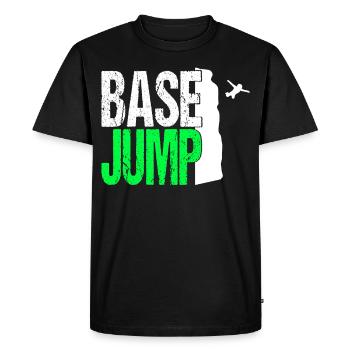 Base Jump Jumping Parachute Springer Extrem Sport - T-shirt Premium bio Homme - noir - Devant - Nico (187cm)