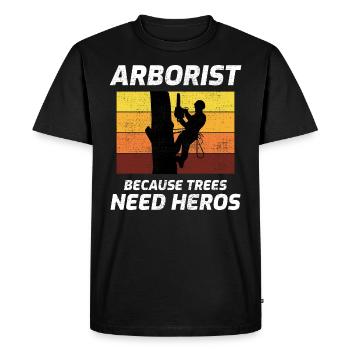 Arborist Tree Surgeon Arboriculture Vintage Retro - Men's Premium Organic T-Shirt - black - Front - Nico (187cm)