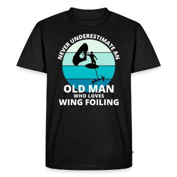 Wing Foiling Papa Grand-père Fête des pères Drôle - T-shirt Premium bio Homme - noir - Devant - Nico (187cm)