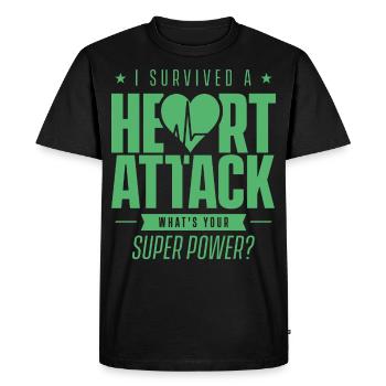 I survived a heart attack - Men's Premium Organic T-Shirt - black - Front - Nico (187cm)