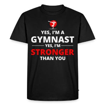Gymnastique Gymnaste Backflip Tumbling Acrobaties - T-shirt Premium bio Homme - noir - Devant - Nico (187cm)