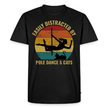 Pole Sport Dance Dancer Cats Vintage Rétro - T-shirt Premium bio Homme - noir - Devant - Nico (187cm)