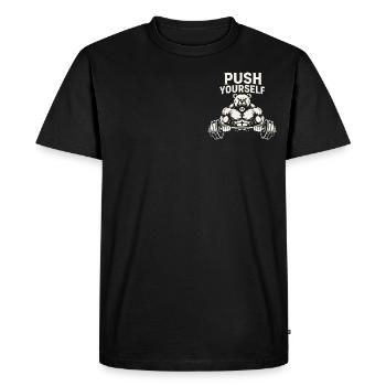 Poussez-vous Ours - T-shirt Premium bio Homme - noir - Devant - Nico (187cm)