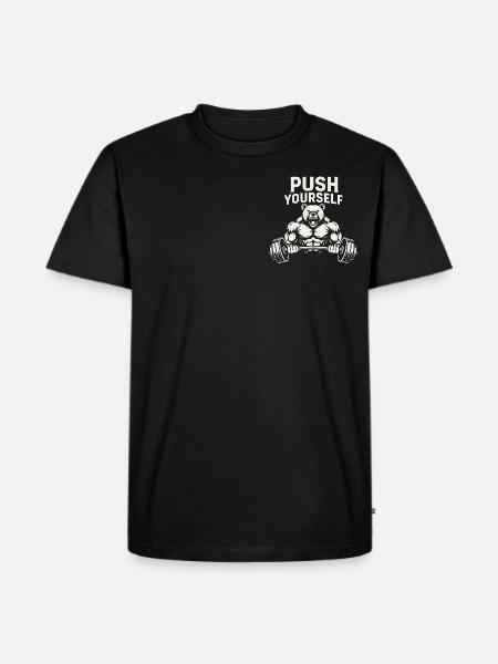 Push Yourself Bear - Männer Premium Bio T-Shirt - Schwarz