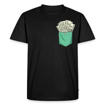 Source de poche dollar - T-shirt Premium bio Homme - noir - Devant - Nico (187cm)