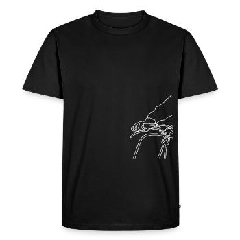 Illustration de la découpe avant du rouleau - T-shirt Premium bio Homme - noir - Devant - Nico (187cm)