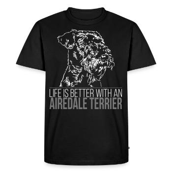 AIREDALE TERRIER LIFE is better - T-shirt Premium bio Homme - noir - Devant - Nico (187cm)