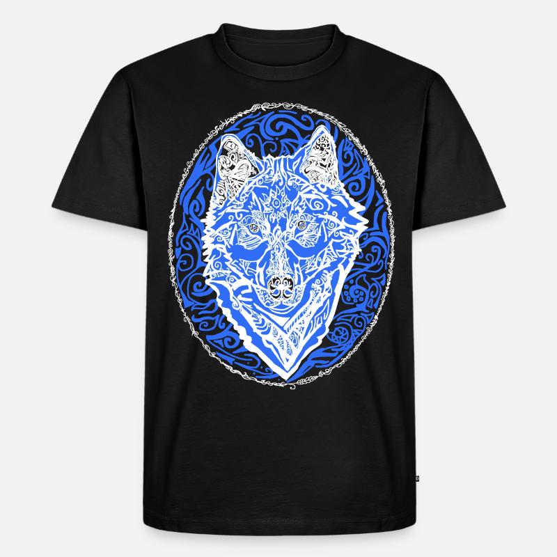 Wolf - Männer Premium Bio T-Shirt - Schwarz