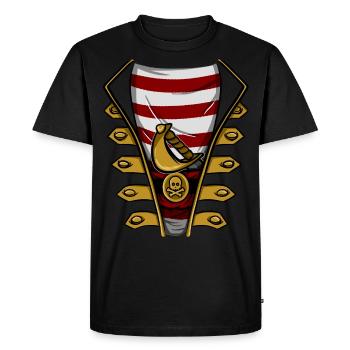 Piraten Kostüm Mit Säbel und Totenkopf Gürtel - Männer Premium Bio T-Shirt - Schwarz - Vorne - Nico (187cm)