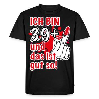04 I am 39 Plus 1 Stinking Finger Middle Finger - Men's Premium Organic T-Shirt - black - Front - Nico (187cm)