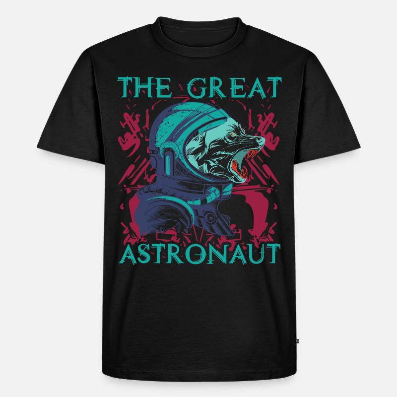Wolf Astronomie cooles Geschenk - Männer Premium Bio T-Shirt - Schwarz