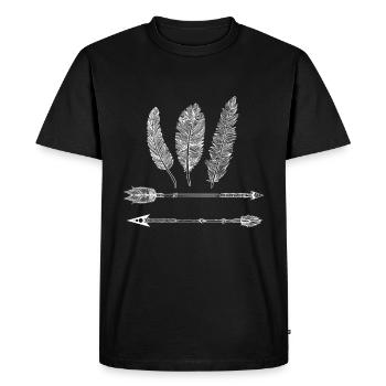 Cadeau vintage indien plume - T-shirt Premium bio Homme - noir - Devant - Nico (187cm)