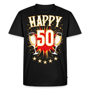 05 Happy 50 Glasses Stars - Men's Premium Organic T-Shirt - black - Front - Nico (187cm)