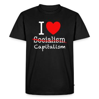 J'aime le capitalisme - T-shirt Premium bio Homme - noir - Devant - Nico (187cm)
