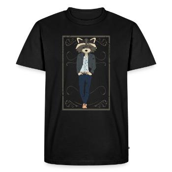 Cadeau homme cool en raton laveur - T-shirt Premium bio Homme - noir - Devant - Nico (187cm)