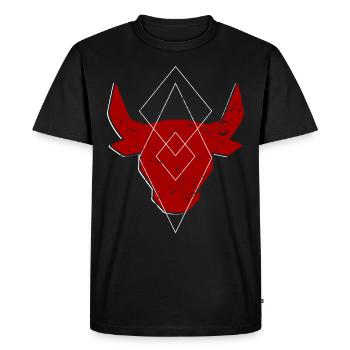 geometric cool bull red gift - Männer Premium Bio T-Shirt - Schwarz - Vorne - Nico (187cm)