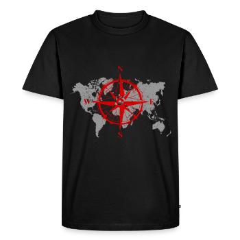 Cadeau géographie carte boussole - T-shirt Premium bio Homme - noir - Devant - Nico (187cm)