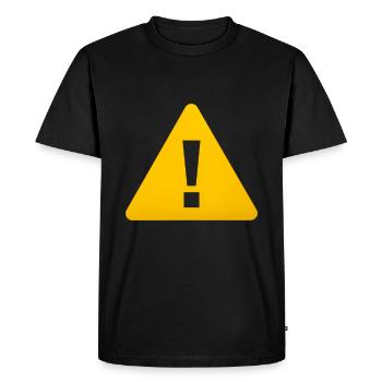Avertissement cadeau avec icône jaune - T-shirt Premium bio Homme - noir - Devant - Nico (187cm)