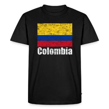 Colombie Drapeau Colombia Vintage - T-shirt Premium bio Homme - noir - Devant - Nico (187cm)