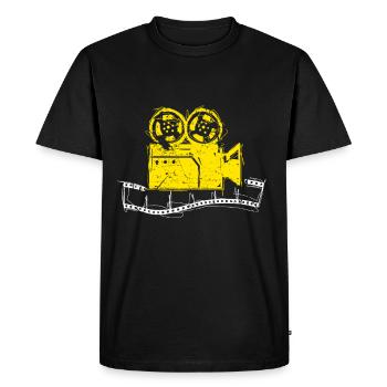 Yellow video camera icon films gift - Men's Premium Organic T-Shirt - black - Front - Nico (187cm)