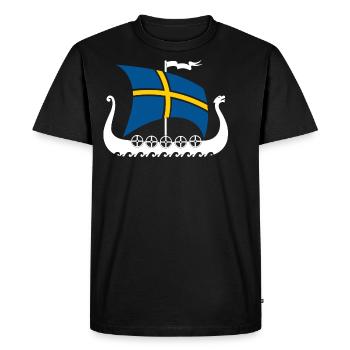 Suède Viking Ship Tshirt Navire Viking - T-shirt Premium bio Homme - noir - Devant - Nico (187cm)