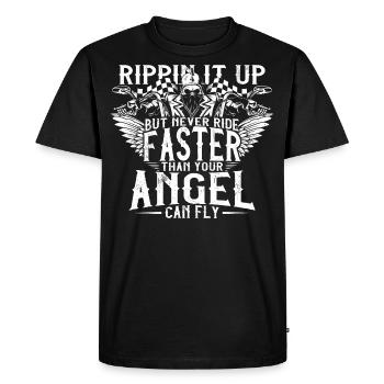 cadeau moto t-shirt ange motard - T-shirt Premium bio Homme - noir - Devant - Nico (187cm)