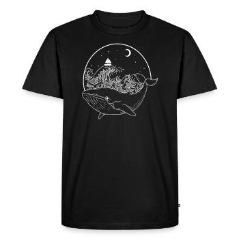 Whale dolphin in the ocean sea at night and moonlight - Men's Premium Organic T-Shirt - black - Front - Nico (187cm)