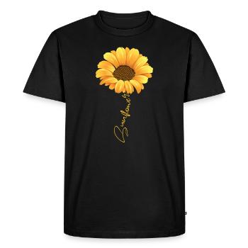 Magnifique tournesol avec écriture chemise tournesol - T-shirt Premium bio Homme - noir - Devant - Nico (187cm)