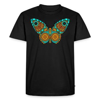 Butterfly Mandala Tatoo Tribal - Men's Premium Organic T-Shirt - black - Front - Nico (187cm)