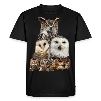 Hiboux - T-shirt Premium bio Homme - noir - Devant - Nico (187cm)