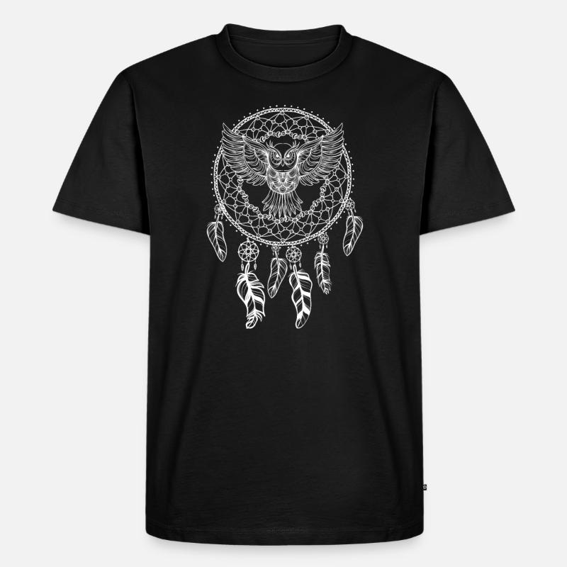 Traumfänger Dreamcatcher mit Eule Geschenk - Männer Premium Bio T-Shirt - Schwarz