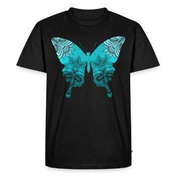 Papillon papillon mandala bleu - T-shirt Premium bio Homme - noir - Devant - Nico (187cm)