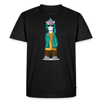 Middle finger stinky finger unicorn unicorn gift - Men's Premium Organic T-Shirt - black - Front - Nico (187cm)